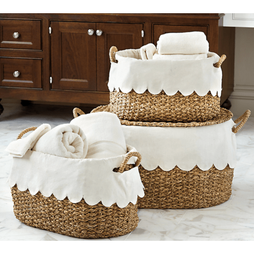 Bunny Williams Nesting Baskets with Scalloped Liner - Set of 3