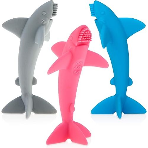 Nuby Grooming Lil Shark Massaging Toothbrush, Colors May Vary, 1pk, 5"
