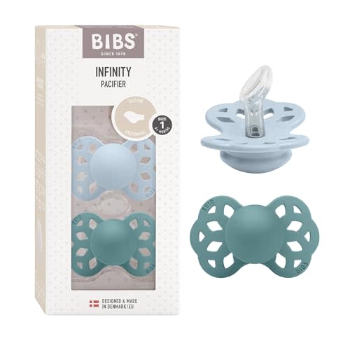BIBS Infinity Pacifier | Anatomical Design | Size 0-6 Months | Baby Blue/Island Sea
