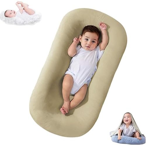 Baby Lounger Bionic Organic Lounger Soft Breathable Baby Nest for Newborn Infant Babies 0-18 Months (Apricot, OneSize)