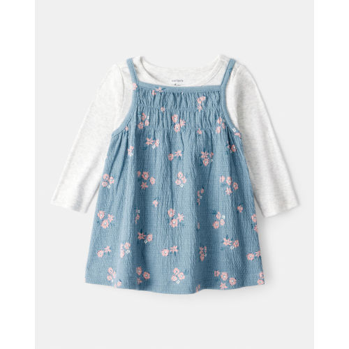 Baby Girl 2-Piece Floral Long-Sleeve Dress Set - Blue - Carter's | Carter's