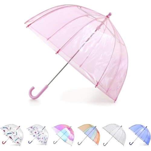 totes Kids Clear Lightweight Dome Canopy Bubble Umbrella with Wind and Rain Protection