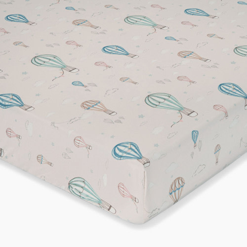 Crane Baby Cotton Sateen Crib Fitted Sheet - Hot Air Balloon