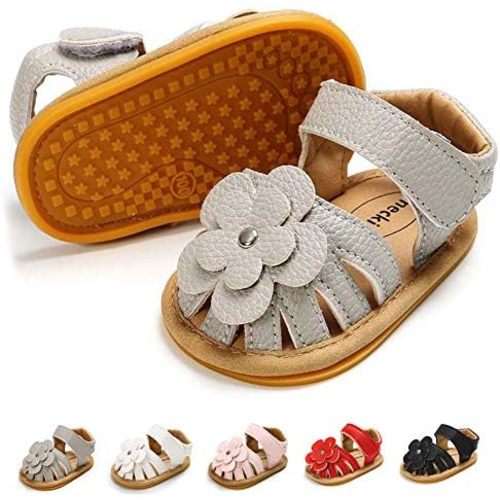Babelvit Infant Baby Girl Boy Sandals Comfort Premium Summer Outdoor Casual Beach Shoes with Flower Bowknot Anti Slip Rubber Sole Newborn Toddler Prewalker First Walking Shoes