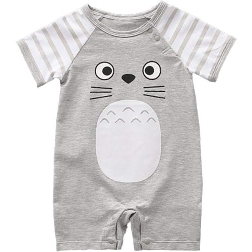 Adorable Unisex Baby Boy and Girl Short Sleeve Cotton Romper - 3-6 Months - Grey