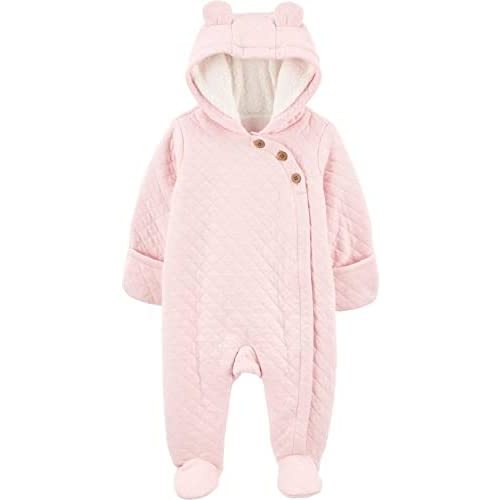 Carter's Baby Girls' Newborn-9M Hooded Quilted Pram Sleep & Play