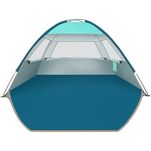 COMMOUDS Beach Tent Sun Shade for 3/4-5/6-7/8-10 Person, UPF 50+ Beach Sun Shelter Canopy Tent, Lightweight, Easy Set Up and Carry