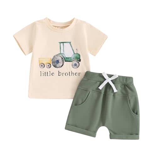 Bonangber Toddler Baby Boy Summer Clothes Tractor/Funny Letters Print T-Shirt Casual Shorts Set Infant Baby Farm Clothes