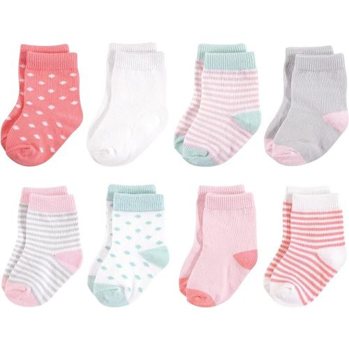 Touched by Nature Unisex Baby Organic Cotton Socks - 0-6 Months - Coral Mint