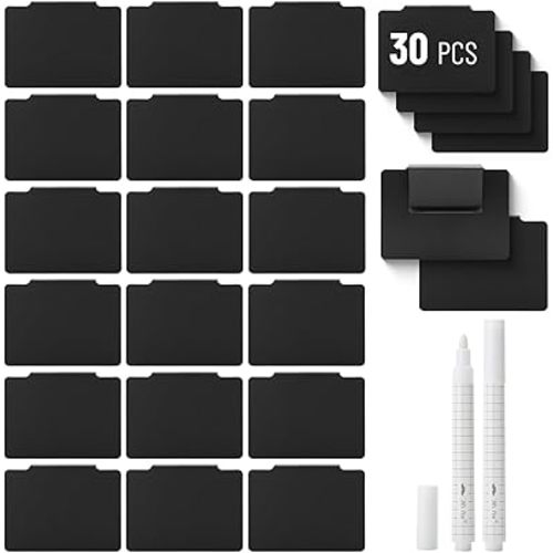 Mr. Pen- Basket Labels Clip On Set, 32 pcs, 30 Removable Bin Labels Clip On with 2 Chalk Markers, Storage Bin Labels for Storage Bins, Clip On Labels for Storage Bins, Basket Tags, Bin Clips