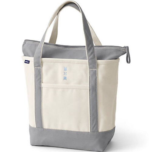 Lands' End Unisex-Adult Natural 5 Pocket Open Top Canvas Tote Bag