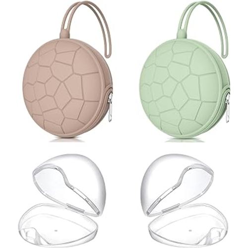 Smlpuame 4 Pack Pacifier Holder Case Set,2 Silicone Portable Pacifier Cover Pouch Bag for Diaper Bags Baby Carriage with 2 Transparent Pacifier Storage Container Box,Easy to Clean,(Mint,Blush)