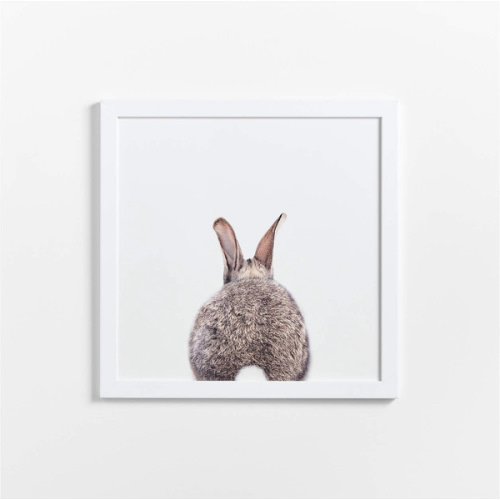 Baby Bunny White Wood Framed Wall Art Print