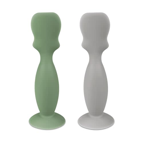 Mini Size Baby Diaper Cream Spatula Applicator Soft Silicone Baby Butt Paste Spatula (2Pack,Sage/Gray)