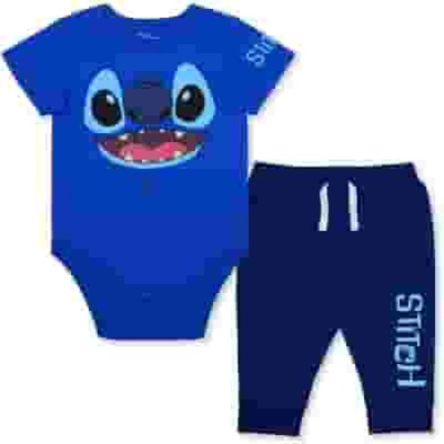 Disney Babys Short Sleeve Romper with Jog Pants, Lilo and Stitch Set
