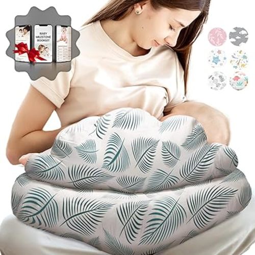 PILLANI Nursing Pillow for Breastfeeding, Breast Feeding Must Haves, Baby Pillow, Breast Feeding Pillow for Mom & Baby, Removable Cotton Cover, Adjustable Waist Strap, Breastfeeding Essentials Newborn