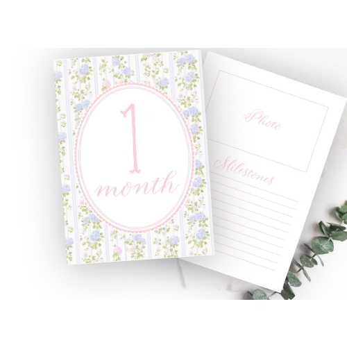 Girl Monthly Milestone Cards, Baby Girl Watercolor flower Monthly Milestone Cards, Grand millennial Milestone Cards, Printed Milestone cards