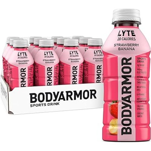 BODYARMOR LYTE Sports Drink Low-Calorie Sports Beverage, Strawberry Banana, Natural Flavors With Vitamins, Potassium-Packed Electrolytes, Perfect For Athletes, 16 Fl Oz (Pack of 12)
