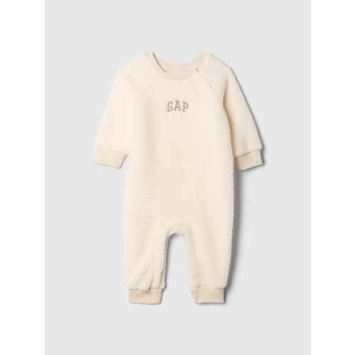 Baby Gap Logo Sherpa One-Piece in ivory frost, size: 0-3 M