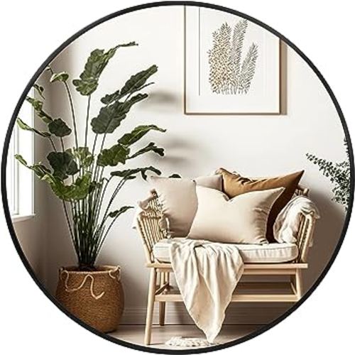 Fabuday Black Circle Mirror for Wall 20 inch - Round Mirror for Bathroom, Entryway, Living Room, Hallway, Bedroom Decor, Small Matte Frame Mirror