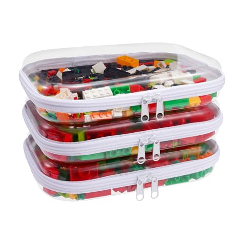 honitty Clear Hard Shell Zipper Case,3PCS Transparent Clear Zipper Pouches,Hard Side Plastic Case Set,Portable Travel Storage Organizer Bins