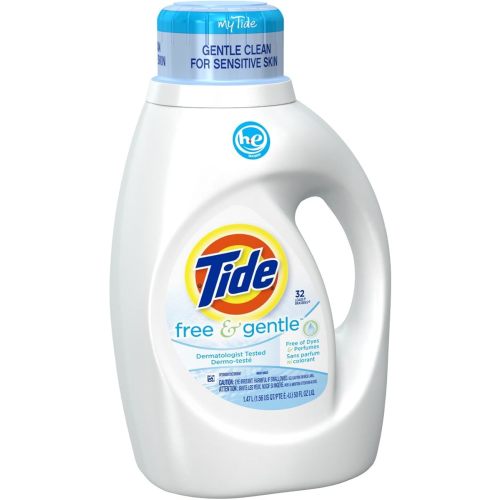 Tide Free & Gentle Liquid Laundry Detergent, 100 Loads, 132 fl oz, Tide Laundry Detergent, Clean Laundry Detergent