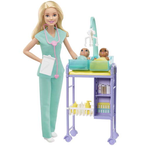 Barbie Careers Baby Doctor Playset with Blonde Fashion Doll, 2 Baby Dolls, Furniture & Accessories