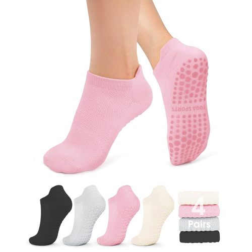 YeuG 4/6 Pairs Pilates Socks for Women - Non Slip Grip Socks for Yoga, Barre, Hospital, Barefoot