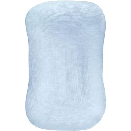 Hooyax Muslin Baby Lounger Cover Soft Organic Cotton Slipcover Fits Newborn Lounger for Baby Boys and Girls (Ice-Snow Blue)