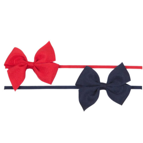 Two Pack Of Baby Headbands - navy & red