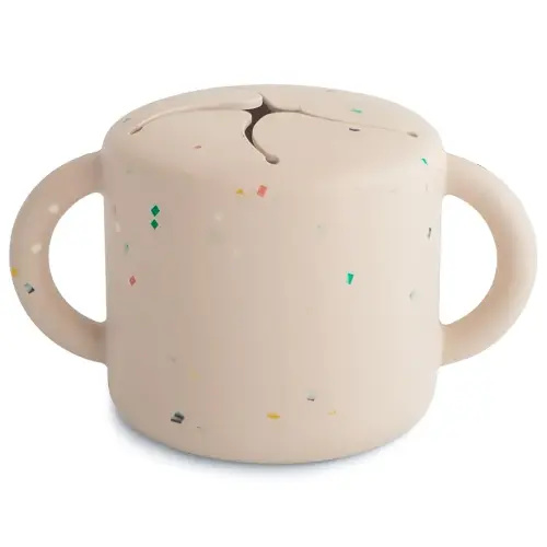 mushie Silicone Snack Cup | Spill Proof Food Container | Vanilla Confetti