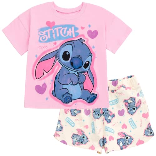 Disney Junior Floral T-Shirt and French Terry Shorts Outfit Set Newborn to Big Kid Sizes (6-9 Months - 14-16)