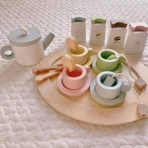 Personalized Wooden Afternoon Tea Play Set - Pretend Home Play - Pretend Tea Party - Girl‘s gift-Montessori Learning Toy For Toddlers