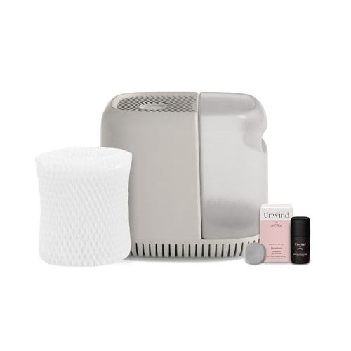 Canopy Bedside Moonstruck Humidifier 36 HR Run Time, 2.5L Capacity - Help Alleviate Symptoms of Allergies, Flu, Cold, Dry Skin Includes Humidifier, Unwind Aroma, Filter, Power Cord & Adapter