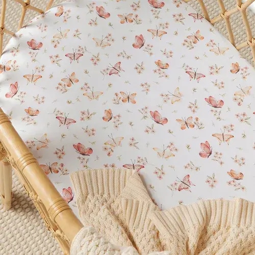 Snuggle Hunny Butterfly Organic Bassinet Sheet / Change Pad Cover | Baby Bunting AU