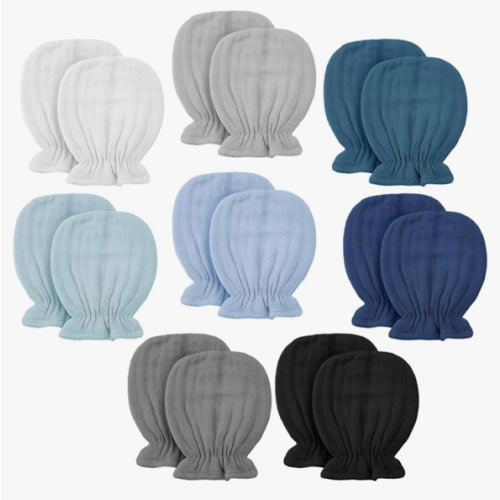Newborn Baby Muslin Mittens 0-6 Months No Scratch Elastic Wrist Soft Breathable Gloves Bulk Cotton for Infant