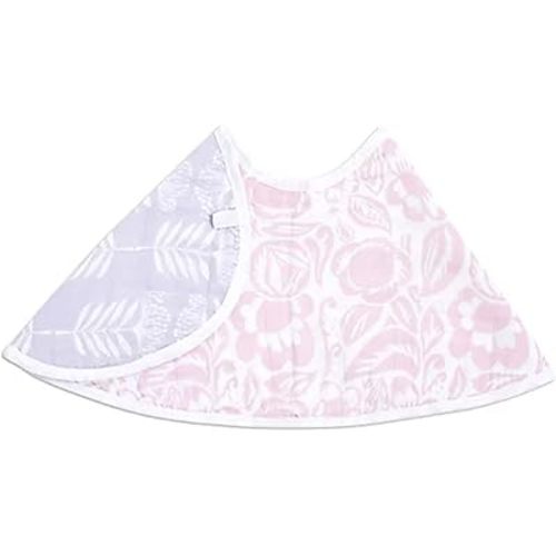 aden + anais Essentials 100% Cotton Muslin Burpy Bib – Multi-Use, Absorbent 4-Layer Burp Cloth, Drool Cloth and Full-Coverage Snap-Closure Baby Bib, 22.5” X 11”, Single, Damsel