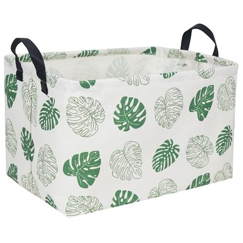DDBASKET Rectangular Kids Basket Gift Basket Empty Jungle Basket Kids Storage Bin Baby Toy Organizer Box Love Room Decor for Home(Monstera)