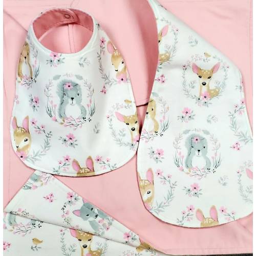Baby Gift Set 100% Cotton | Receiving Blanket, Bib and Burp Cloth | Baby Gift | Baby Welcome Gift | Made is USA