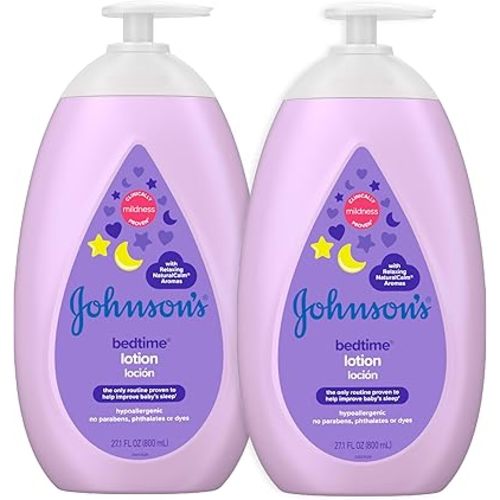 Johnson's Moisturizing Bedtime Baby Lotion with Coconut Oil & NaturalCalm Aromas to Help Relax Baby, Mild, Hypoallergenic & Paraben-, Phthalate- & Dye-Free, Twin Pack, 27.1 fl. oz, 2 Pack