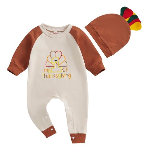 Ledy Champswiin 2Pcs Neutral Outfits Newborn Baby Boy Girl Pumpkin Romper Jumpsuit My 1st Halloween Clothes with Hat