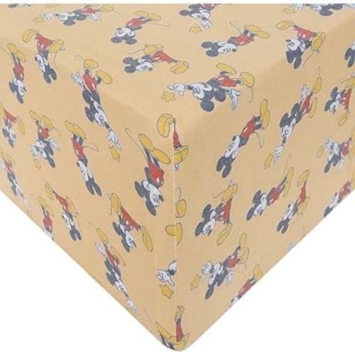 Premium Fitted Knit Crib Sheet/Toddler Sheet "Mickey Mouse" by Copper Pearl