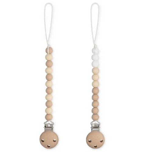 Pacifier Clip for Boys and Girls by Comfy Cubs, Color: Beige, light beige, and white