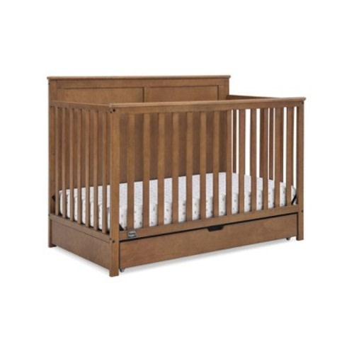 Simmons Kids Logan 6-in-1 Convertible Crib with Underdrawer, Color: Chestnut