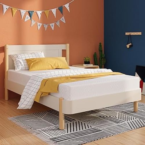 EGOHOME Twin Mattress for Kids Adults Single Bed, 5 Inch Green Tea Gel Cooling Memory Foam Bunk Bed Mattress in a Box, Made in USA CertiPUR-US Certified, Medium Firm Trundle, White