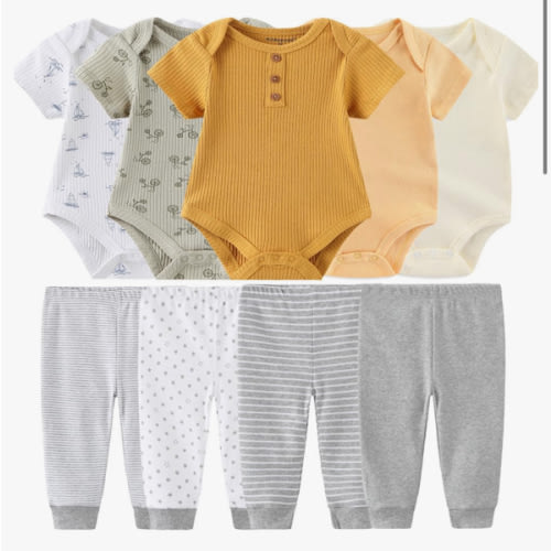 Baby Layette Set Baby Boys' 9-Piece Bodysuits Pants Set Toddler Girl Boy Unisex Baby Gift Sets