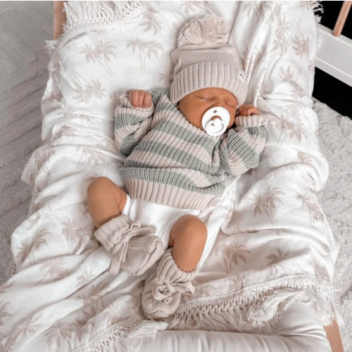 3 Little Crowns Fringe Swaddle Blanket - Palm Tree