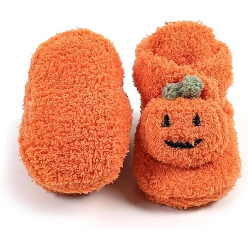 E-FAK Newborn Baby Cozy Fleece Booties with Grippers Winter Slippers Socks Soft Sole Stay On Infant First Walker Crib Shoes