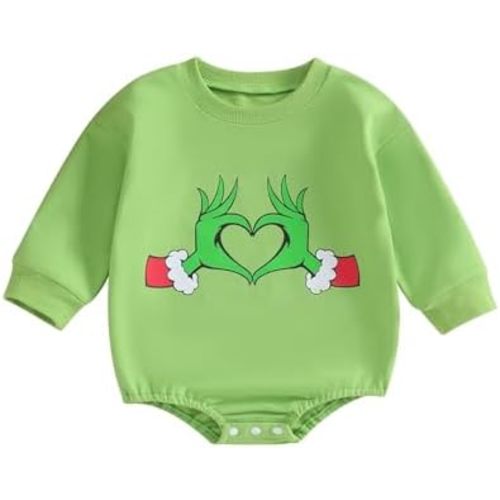 Dcohmch Baby Boy Girl Christmas Outfit Long Sleeve Romper Shirt Crew Neck Bodysuit Newborn Fall Winter Clothes