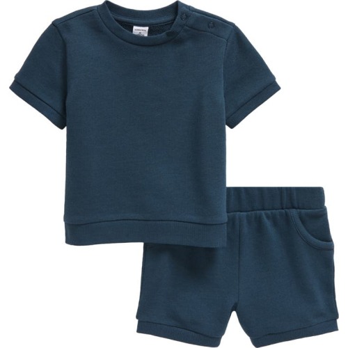 Baby Cozy Short Sleeve Top & Shorts Set, 6M, Navy Midnight